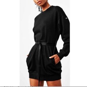 Black Belted Citizcape Sweatshirt Dress by Alo Yoga